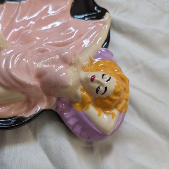 🎩1950s Pin Up Beauty MCM 11" Ashtray - Blonde/Pink Dress - Vintage - Picture 13 of 13